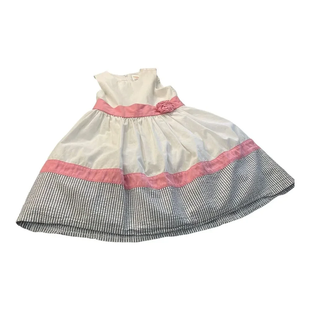 Gymboree Girl's 4 White Pink Black Sleeveless Spring Summer Formal Dress